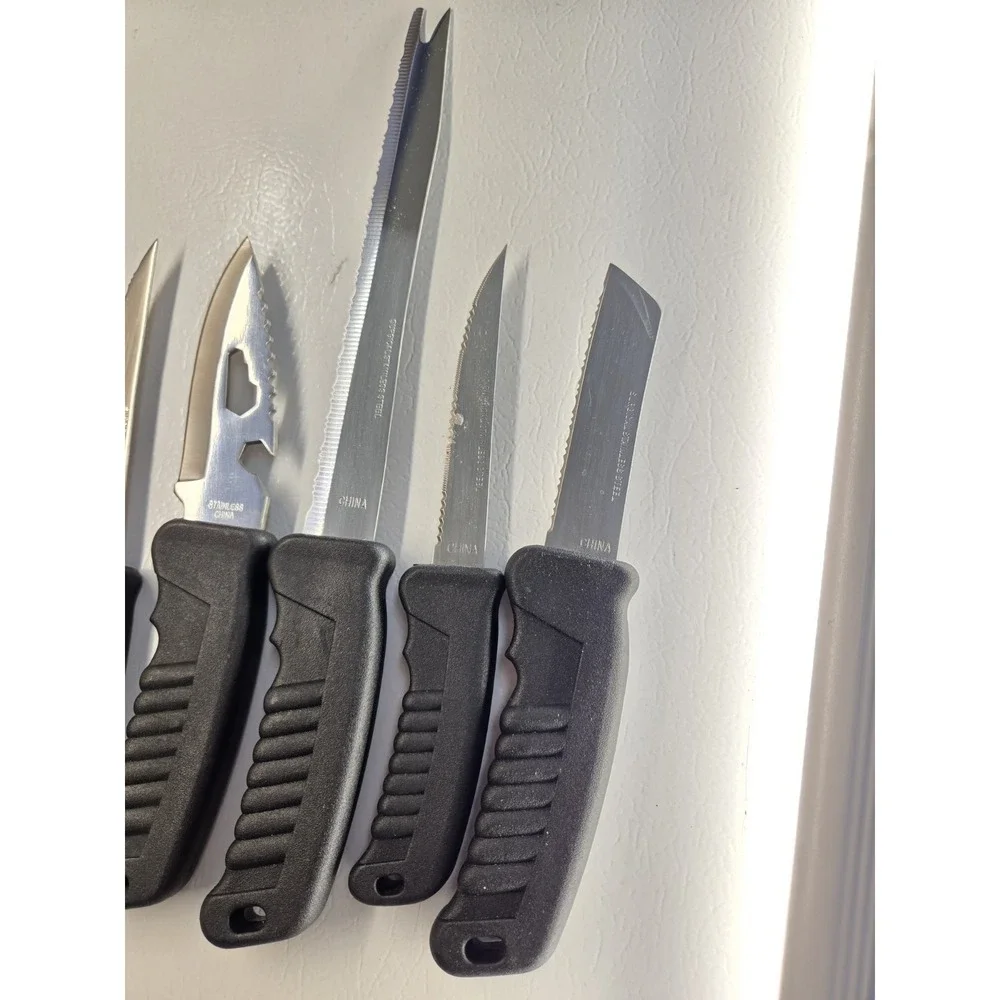 Fishing 9-Piece Knife Set Stainless Steel Fillet Chopper Saw Serrated Surgical
